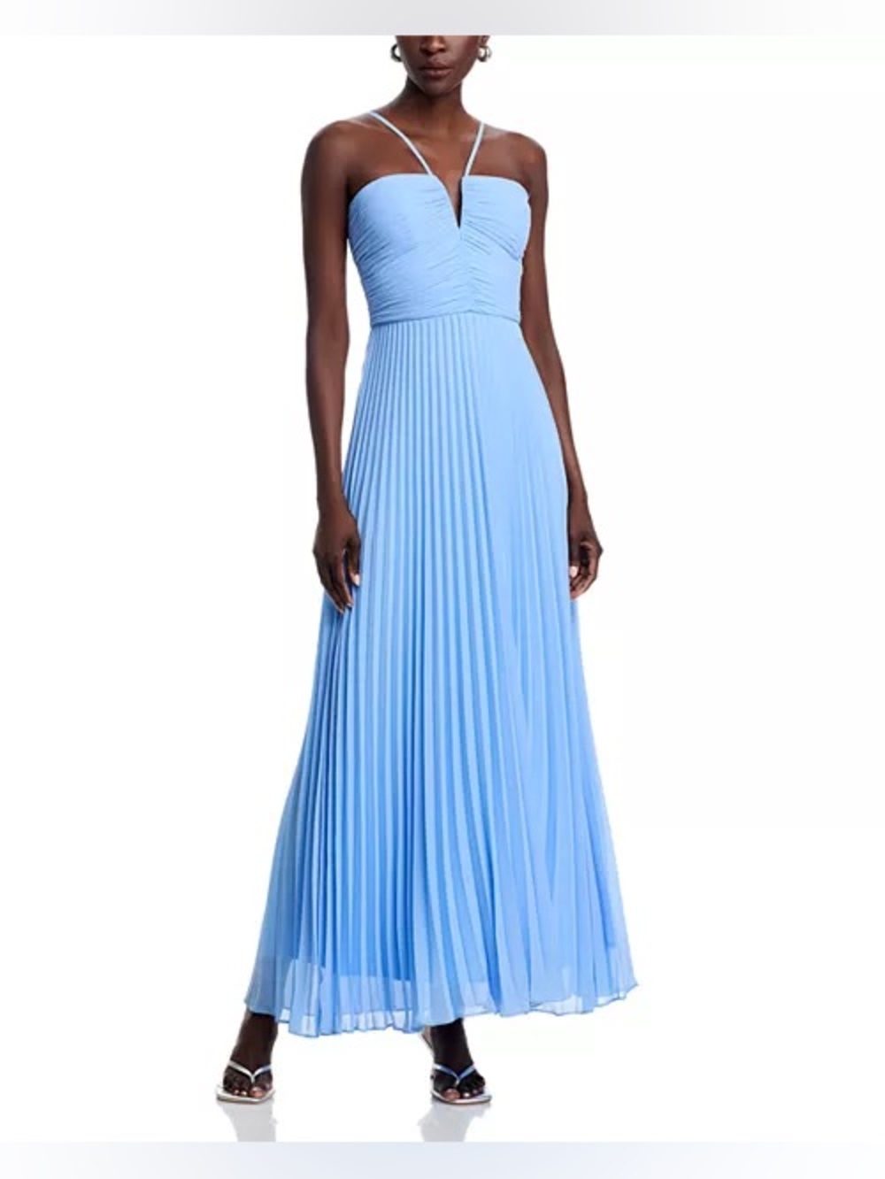 AQUA
V Neck Chiffon Dress - Exclusive (Color:Periwinkle)